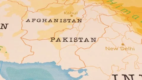 A Rotating Map Centered on Pakistan. Stock Footage 243476502