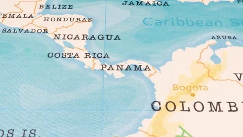 A Rotating Map Centered on Panama. Stock Footage 243476506