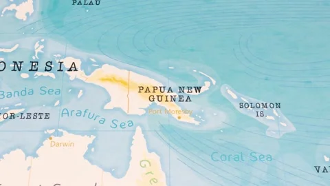 A Rotating Map Centered on Papua New Guinea. Stock Footage 243446290