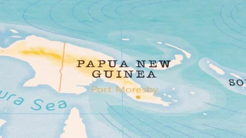 A Rotating Map Centered on Papua New Guinea. Stock Footage 243476593