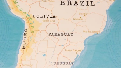 A Rotating Map Centered on Paraguay. Stock Footage 243446364