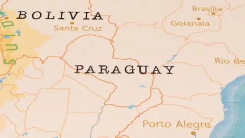 A Rotating Map Centered on Paraguay. Stock Footage 243476596