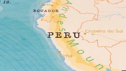 A Rotating Map Centered on Peru. Stock Footage 243476594