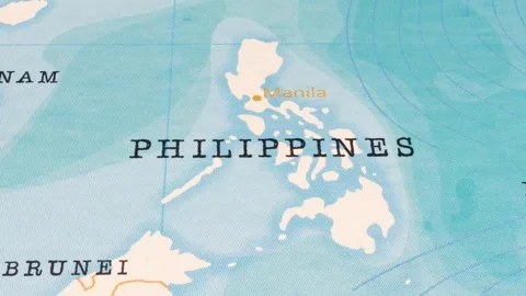 A Rotating Map Centered on Philippines. Stock Footage 243476624