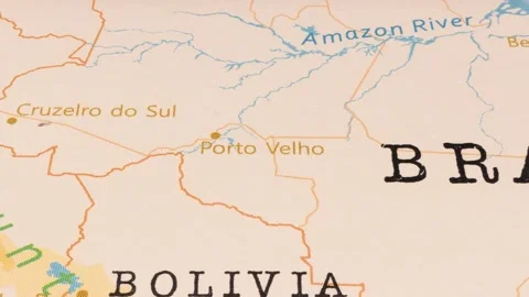 A Rotating Map Centered on Porto Velho. Stock Footage 243476701