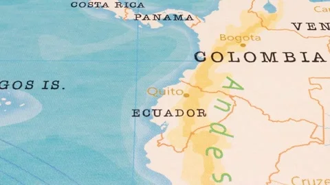 A Rotating Map Centered on Quito. Stock Footage 243476768