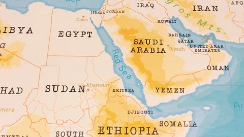 A Rotating Map Centered on Red Sea. Stock Footage 243447510