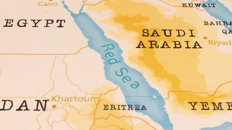 A Rotating Map Centered on Red Sea. Stock Footage 243476756