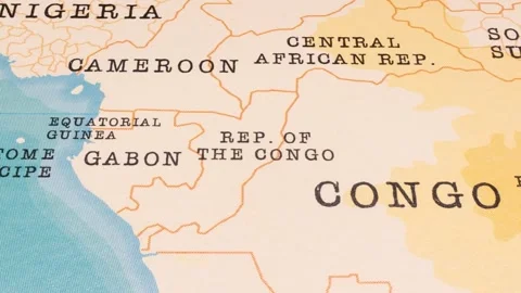 A Rotating Map Centered on Republic of Congo. Stock Footage 243476758