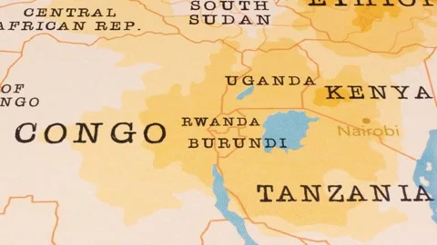 A Rotating Map Centered on Rwanda. Stock Footage 243476902