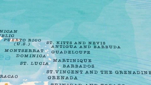 A Rotating Map Centered on Saint Kitts and Nevis. Stock Footage 243476930