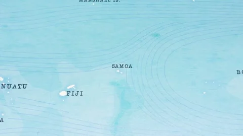 A Rotating Map Centered on Samoa. Stock Footage 243446758