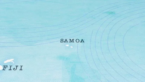 A Rotating Map Centered on Samoa. Stock Footage 243477018