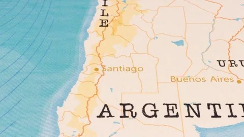 A Rotating Map Centered on Santiago. Stock Footage 243477071