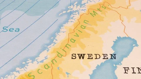 A Rotating Map Centered on Scandinavian Mountains. Stock Footage 243477101