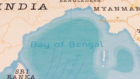 A Rotating Map Centered on Sea of Bengal. Stock Footage 243477104