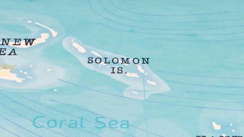A Rotating Map Centered on Solomon Islands. Stock Footage 243477324