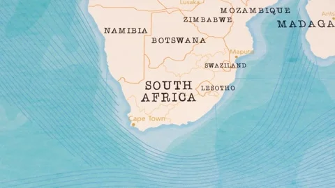 A Rotating Map Centered on South Africa. 스톡 동영상 243446965