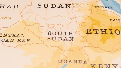 A Rotating Map Centered on South Sudan. Stock Footage 243477424