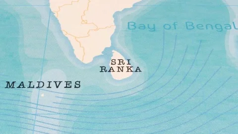A Rotating Map Centered on Sri Lanka. Stock Footage 243477457