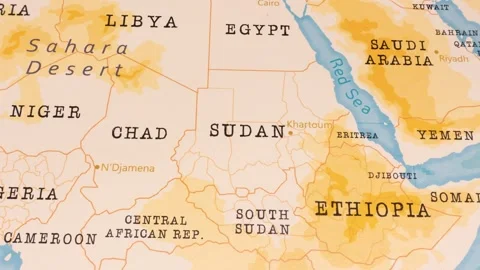 A Rotating Map Centered on Sudan. Stock Footage 243446983