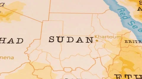 A Rotating Map Centered on Sudan. Stock Footage 243477419