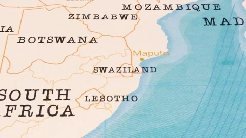 A Rotating Map Centered on Swaziland. Stock Footage 243477458