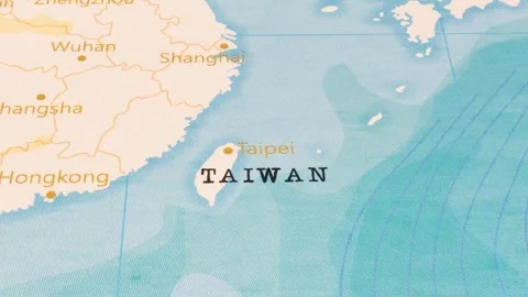 A Rotating Map Centered on Taipei. Stock Footage 243477519