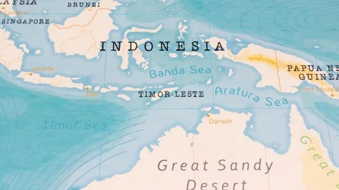 A Rotating Map Centered on Timor-Leste. Stock Footage 243447127