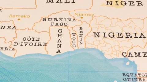 A Rotating Map Centered on Togo. Stock Footage 243477697