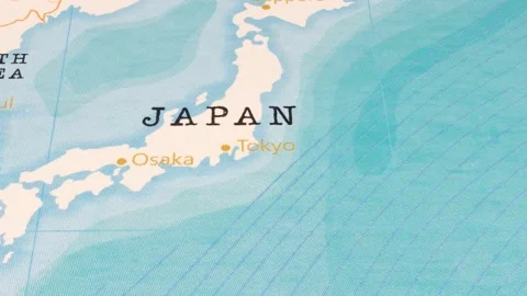 A Rotating Map Centered on Tokyo. Stock Footage 243477696