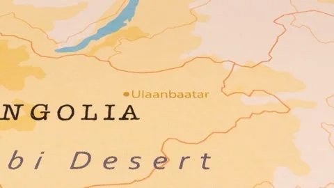 A Rotating Map Centered on Ulaanbaatar. Stock Footage 243478194