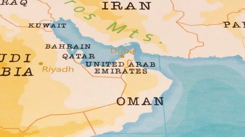 A Rotating Map Centered on United Arab Emirates. Stock Footage 243478250