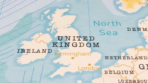 A Rotating Map Centered on United Kingdom. Stock Footage 243478210