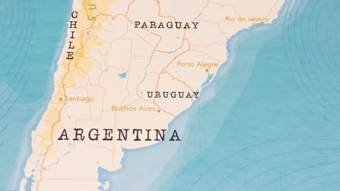 A Rotating Map Centered on Uruguay. Stock Footage 243447266