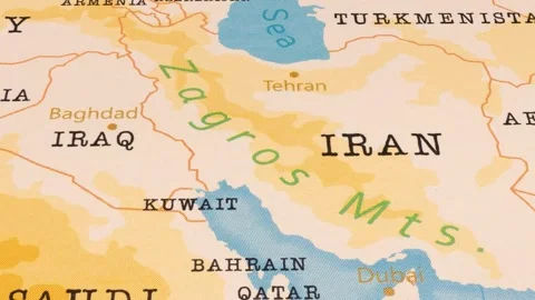 A Rotating Map Centered on Zagros Mountains. Stock Footage 243478868