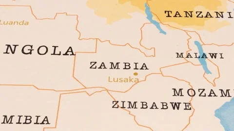 A Rotating Map Centered on Zambia. 스톡 동영상 243478925