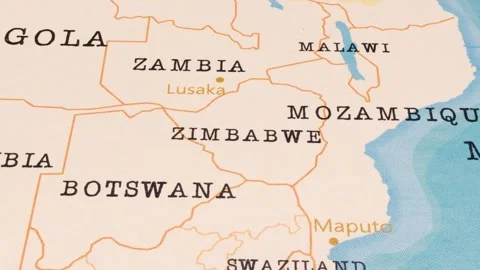 A Rotating Map Centered on Zimbabwe. Stock Footage 243473577