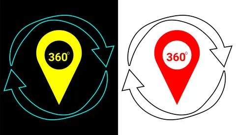 Rotating map pin anywhere and anytime icon illustration. Stock Illustration