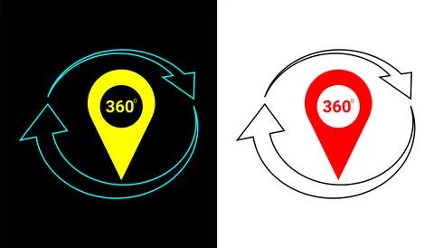 Rotating map pin anywhere and anytime icon illustration.6 Stock Illustration