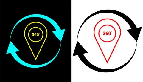 Rotating map pin anywhere and anytime icon illustration. Stock Illustration