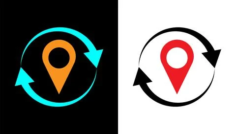 Rotating map pin anywhere and anytime icon illustration. Stock Illustration