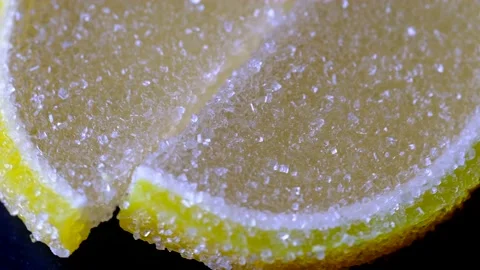 Rotating marmalade in form of lemon slices in sugar Stock Footage 218317679