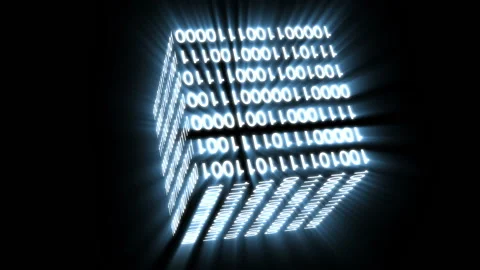 Rotating matrix cube Stock Footage 93931838