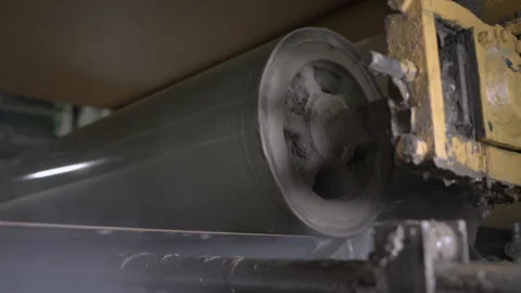Rotating mechanism moves paper web during drying stage Stock Footage 295151982
