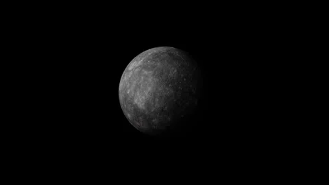 Rotating Mercury Planet with Cratered Surface Isolated on Black Loop Stock Footage 340179307