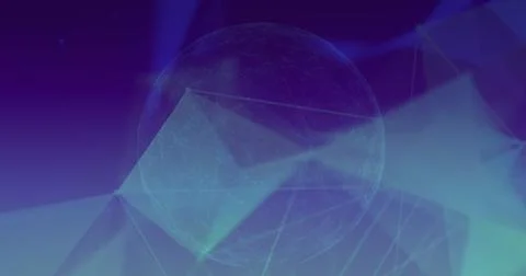 Rotating mesh sphere floating in digital space highlighting dotted network lines Ilustração Stock