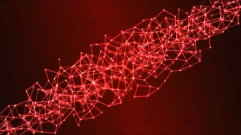 Rotating Mesh, Wireframe Grid Animation - Loop Red Stock Footage 77642292