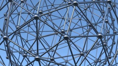 Rotating metal 3d structure on a blue background Stock Footage 116991897