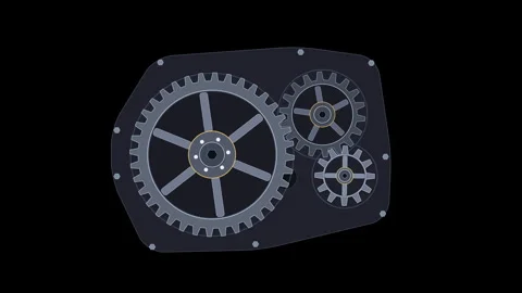 Rotating metal gears animation loop showing mechanical engineering motion Stock Footage 347956206